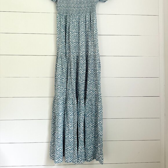 Daily Practice Anthropologie 100% cotton blue and white patterned maxi dress - Picture 2 of 4